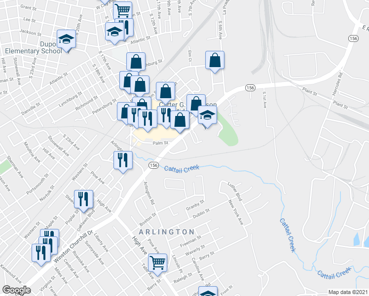 map of restaurants, bars, coffee shops, grocery stores, and more near 1007 Langston Park Drive in Hopewell