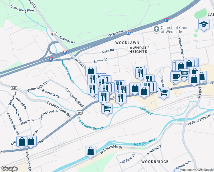 map of restaurants, bars, coffee shops, grocery stores, and more near 28 Wildwood Road in Salem