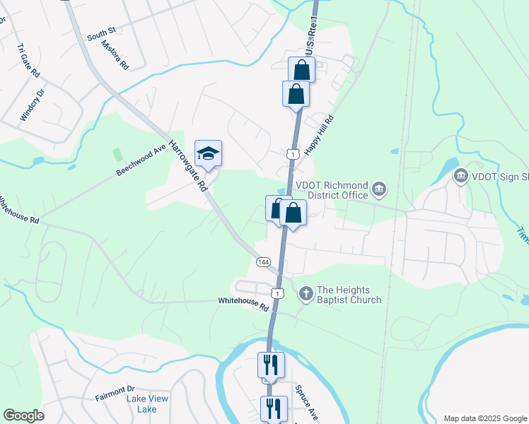 map of restaurants, bars, coffee shops, grocery stores, and more near 2613 Jackson Street in Colonial Heights
