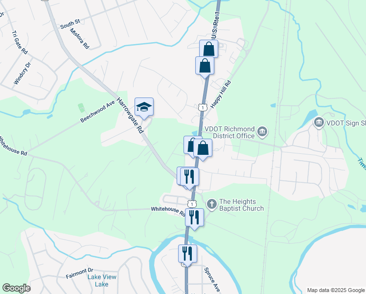 map of restaurants, bars, coffee shops, grocery stores, and more near 2613 Jackson Street in Colonial Heights