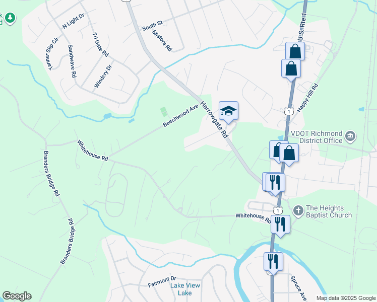 map of restaurants, bars, coffee shops, grocery stores, and more near 3121 Pineland Avenue in Colonial Heights