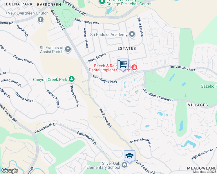 map of restaurants, bars, coffee shops, grocery stores, and more near 2012 Carignan Way in San Jose