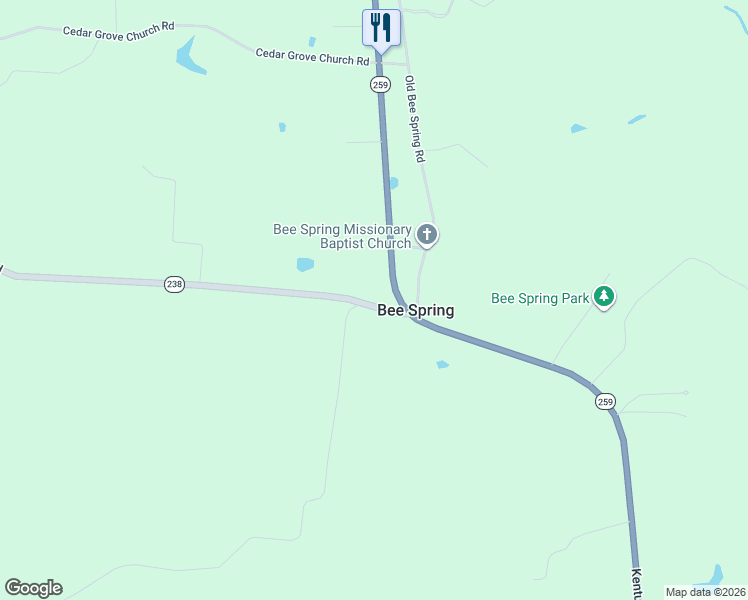 map of restaurants, bars, coffee shops, grocery stores, and more near 8221-8377 Highway 259 in Edmonson