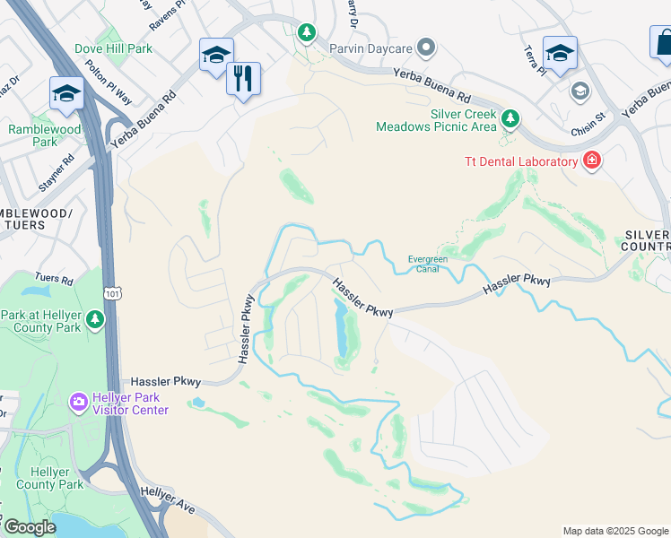 map of restaurants, bars, coffee shops, grocery stores, and more near 1622 Heritage Bay in San Jose