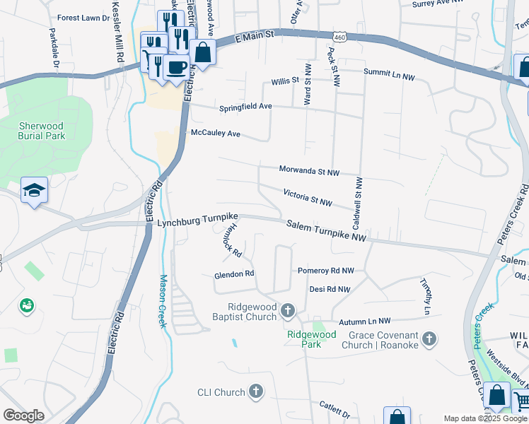 map of restaurants, bars, coffee shops, grocery stores, and more near 1900-1998 Lynchburg Turnpike in Salem