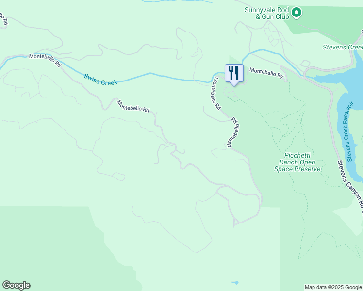 map of restaurants, bars, coffee shops, grocery stores, and more near 15101 Montebello Road in Cupertino