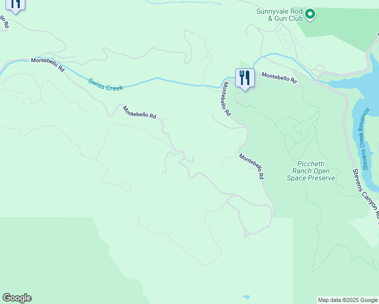 map of restaurants, bars, coffee shops, grocery stores, and more near 15101 Montebello Road in Cupertino