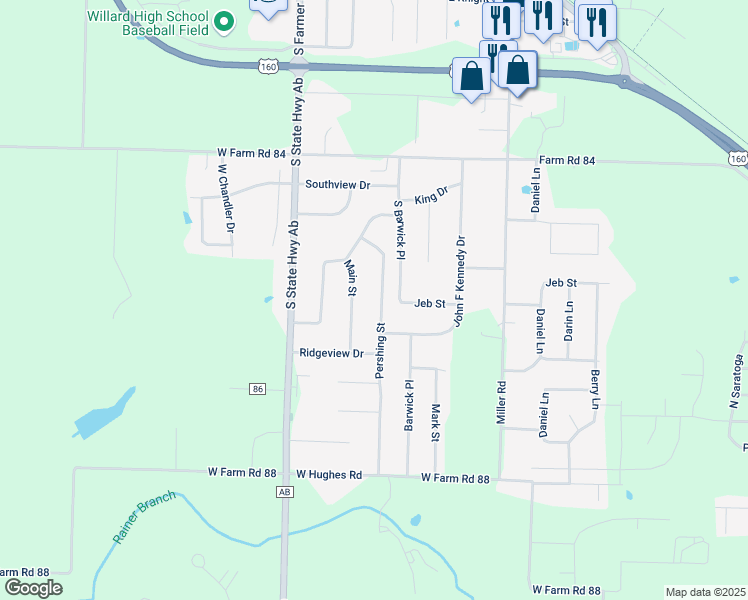 map of restaurants, bars, coffee shops, grocery stores, and more near 704 S Main St in Willard