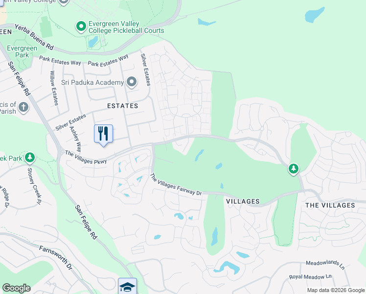 map of restaurants, bars, coffee shops, grocery stores, and more near 4020 Wimbledon Court in San Jose