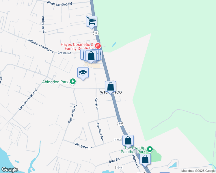map of restaurants, bars, coffee shops, grocery stores, and more near 3046 George Washington Memorial Highway in Gloucester Point
