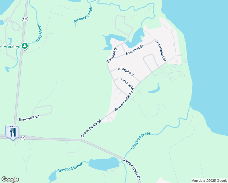 map of restaurants, bars, coffee shops, grocery stores, and more near 1605 Butternut Drive in Hopewell