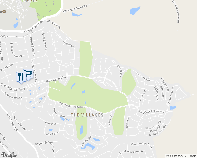 map of restaurants, bars, coffee shops, grocery stores, and more near 7213 Vía Amparo in San Jose