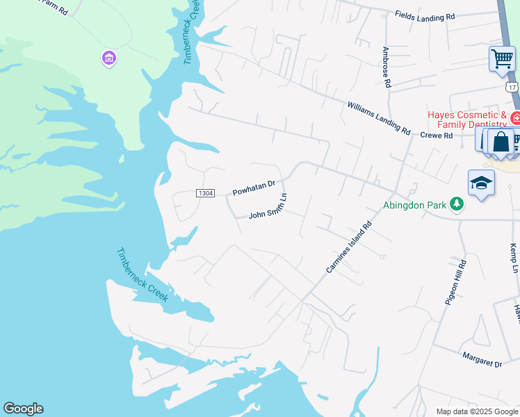 map of restaurants, bars, coffee shops, grocery stores, and more near 6663 John Smith Lane in Gloucester Point