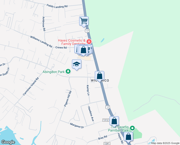 map of restaurants, bars, coffee shops, grocery stores, and more near 3046 George Washington Memorial Highway in Gloucester Point