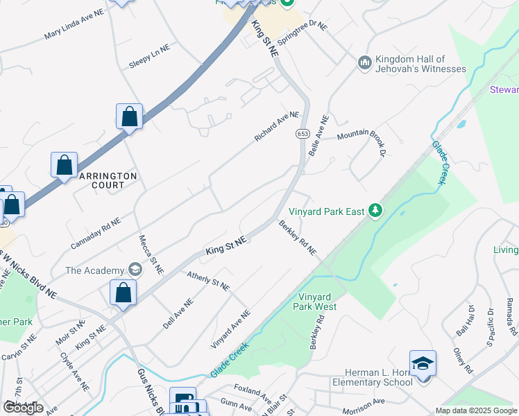 map of restaurants, bars, coffee shops, grocery stores, and more near 3103 Belle Avenue Northeast in Roanoke