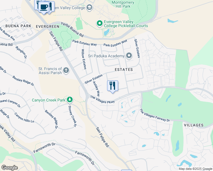 map of restaurants, bars, coffee shops, grocery stores, and more near in San Jose