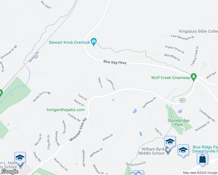 map of restaurants, bars, coffee shops, grocery stores, and more near 2005 Heys Lane in Vinton