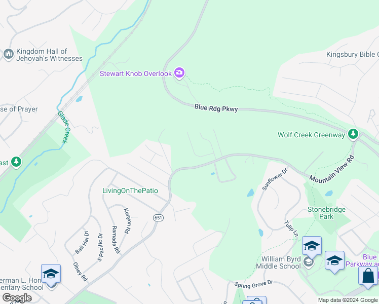 map of restaurants, bars, coffee shops, grocery stores, and more near 2040 Heys Lane in Vinton