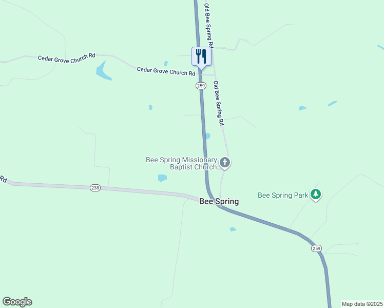 map of restaurants, bars, coffee shops, grocery stores, and more near in Bee Spring