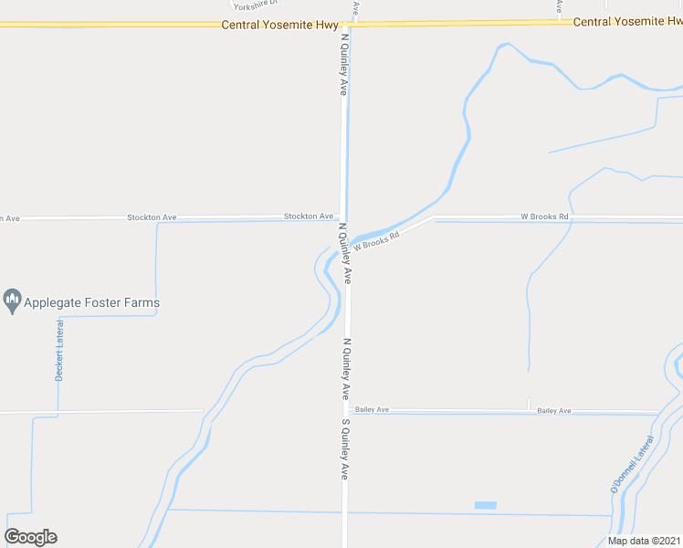 map of restaurants, bars, coffee shops, grocery stores, and more near 355 North Quinley Avenue in Merced