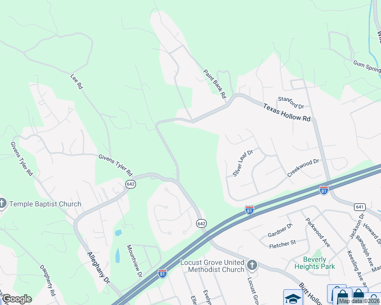 map of restaurants, bars, coffee shops, grocery stores, and more near 1042 Texas Hollow Road in Salem
