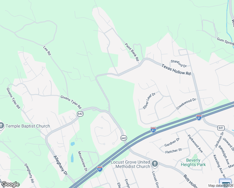 map of restaurants, bars, coffee shops, grocery stores, and more near 1042 Texas Hollow Road in Salem
