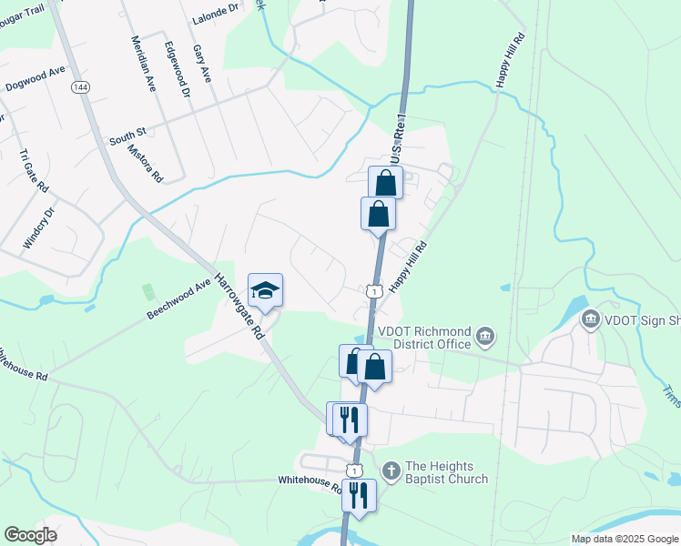 map of restaurants, bars, coffee shops, grocery stores, and more near 2707 Amherst Ridge Way in Chesterfield County