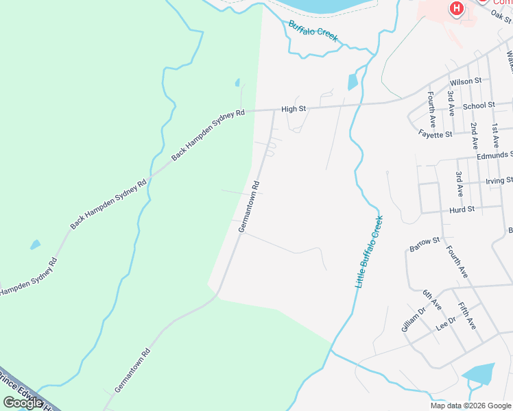 map of restaurants, bars, coffee shops, grocery stores, and more near 400 Germantown Road in Farmville
