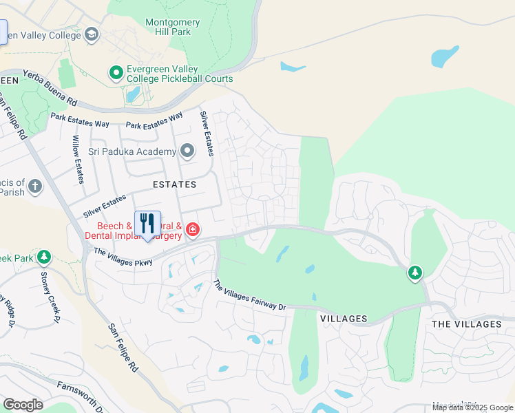 map of restaurants, bars, coffee shops, grocery stores, and more near 5576 Cribari Circle in San Jose