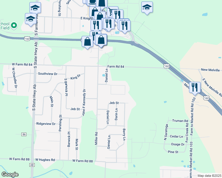 map of restaurants, bars, coffee shops, grocery stores, and more near 410 Hill Street in Willard