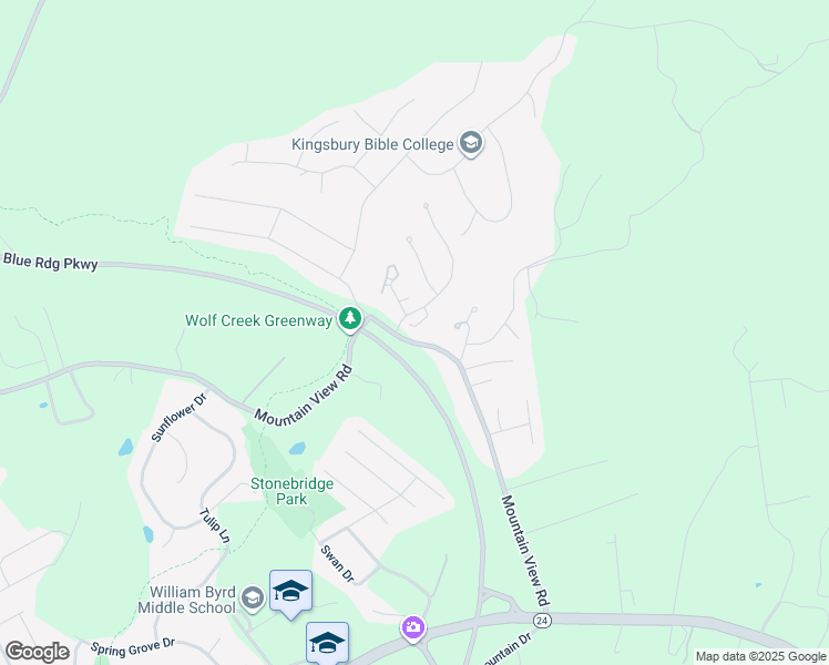 map of restaurants, bars, coffee shops, grocery stores, and more near 2333 Jenny Lane in Vinton