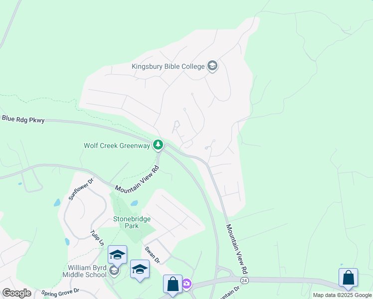 map of restaurants, bars, coffee shops, grocery stores, and more near 2333 Jenny Lane in Vinton