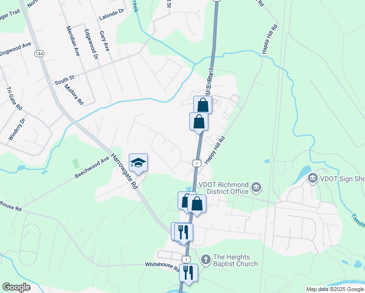 map of restaurants, bars, coffee shops, grocery stores, and more near 2724 Amherst Ridge Way in Chesterfield County