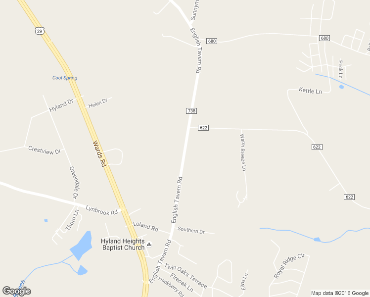 map of restaurants, bars, coffee shops, grocery stores, and more near 689 English Tavern Road in Rustburg
