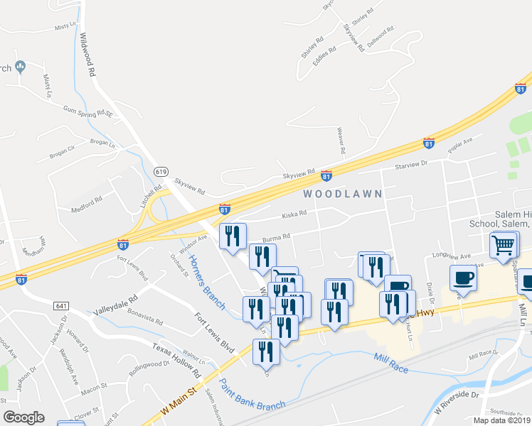map of restaurants, bars, coffee shops, grocery stores, and more near 1964 Kiska Road in Salem