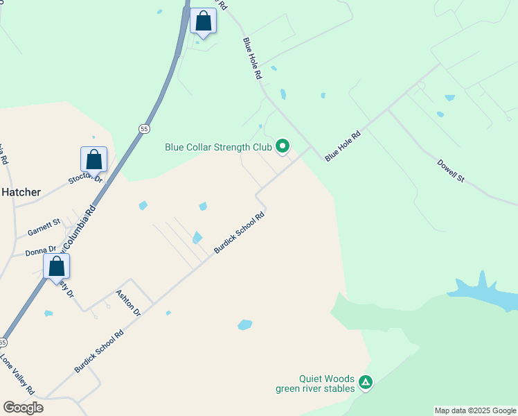map of restaurants, bars, coffee shops, grocery stores, and more near 246-520 Burdick School Road in Campbellsville