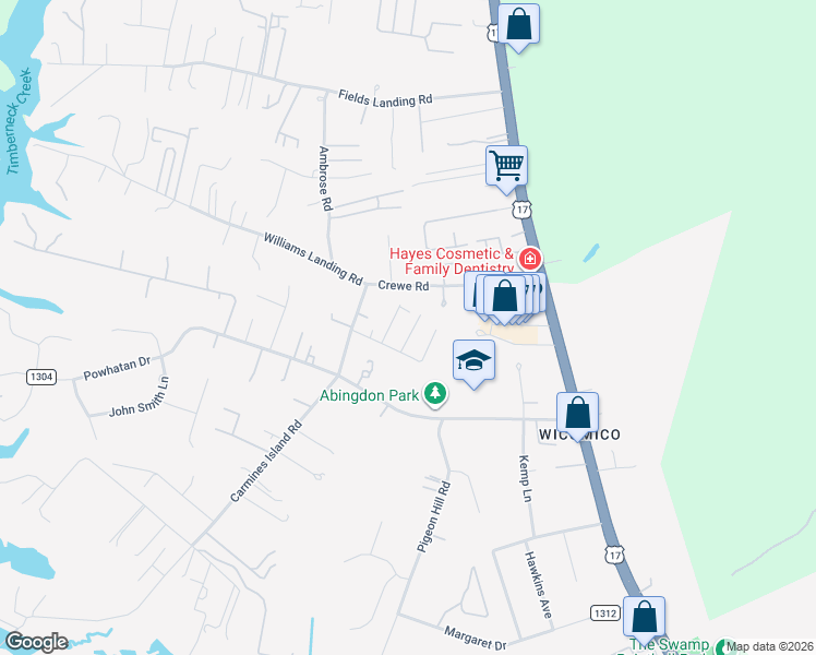 map of restaurants, bars, coffee shops, grocery stores, and more near 2956 Seminole Street in Gloucester Point