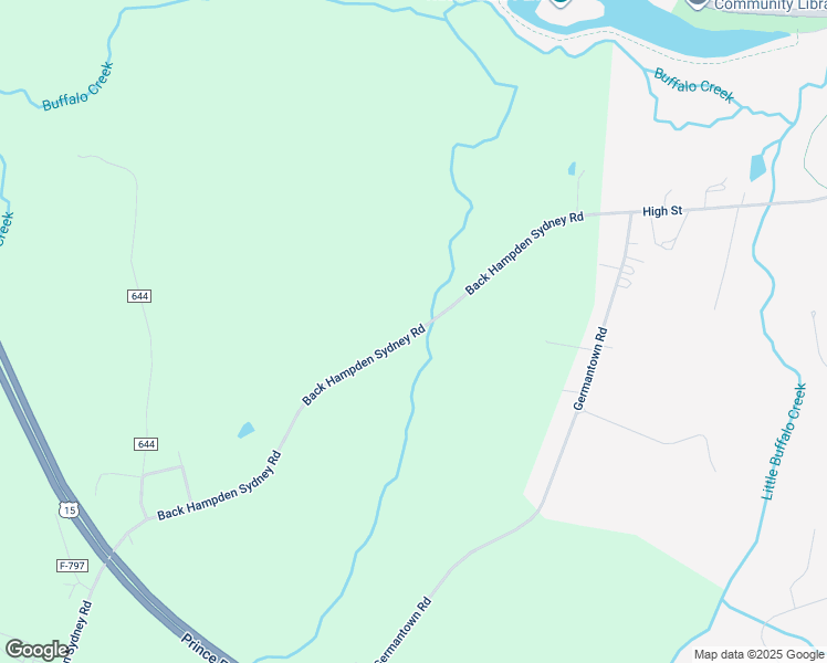 map of restaurants, bars, coffee shops, grocery stores, and more near 2282 Back Hampden Sydney Road in Farmville