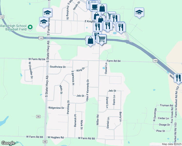 map of restaurants, bars, coffee shops, grocery stores, and more near 606 John F Kennedy Dr in Willard