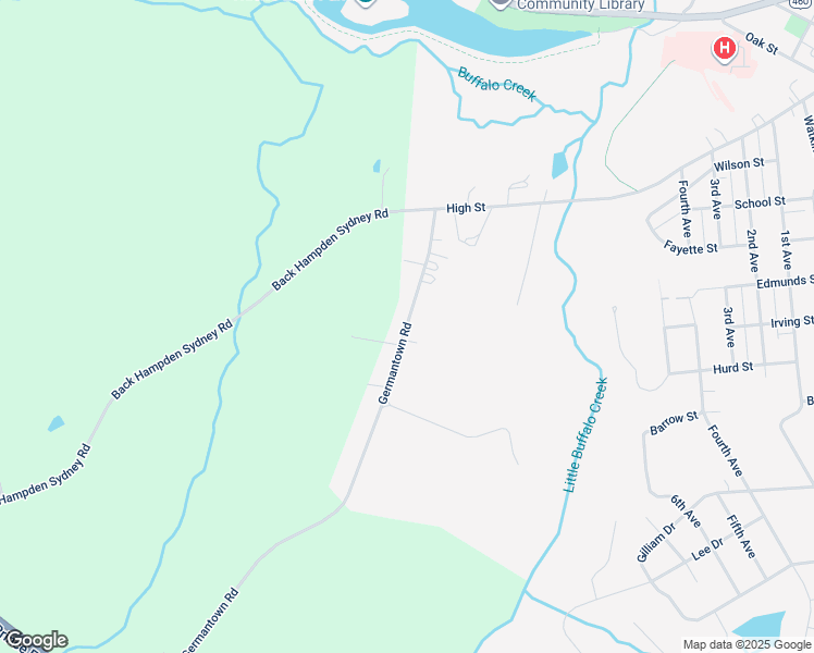 map of restaurants, bars, coffee shops, grocery stores, and more near Germantown Road in Farmville