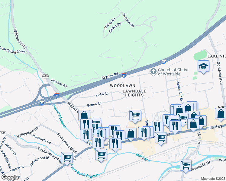 map of restaurants, bars, coffee shops, grocery stores, and more near 1870 Kiska Road in Salem