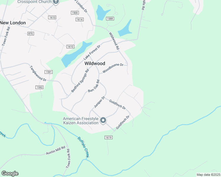 map of restaurants, bars, coffee shops, grocery stores, and more near 96 Juniper Drive in Lynchburg