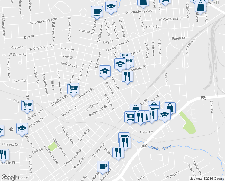 map of restaurants, bars, coffee shops, grocery stores, and more near 337 South 18th Avenue in Hopewell