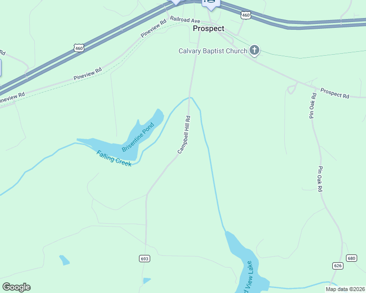 map of restaurants, bars, coffee shops, grocery stores, and more near County Road 693 in Prospect