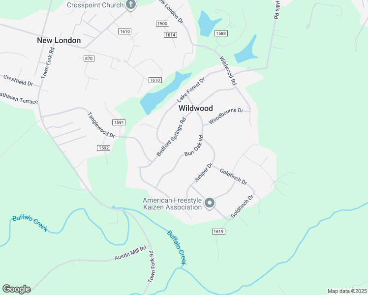 map of restaurants, bars, coffee shops, grocery stores, and more near 293 Burr Oak Road in Lynchburg