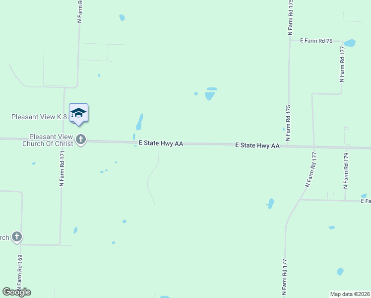 map of restaurants, bars, coffee shops, grocery stores, and more near 2654 East State Highway Aa in Springfield