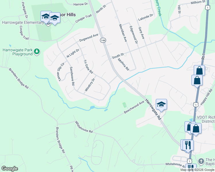 map of restaurants, bars, coffee shops, grocery stores, and more near 3800 Seamist Road in Chester