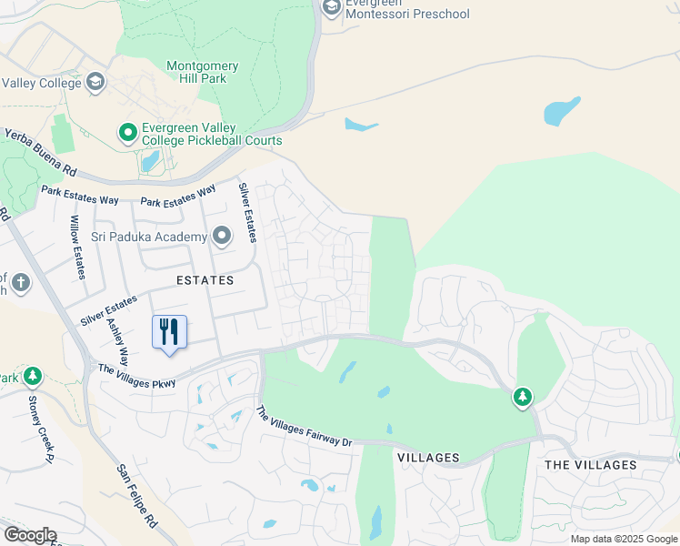 map of restaurants, bars, coffee shops, grocery stores, and more near 5141 Cribari Place in San Jose