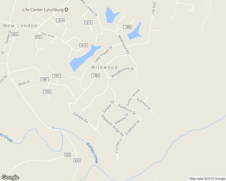 map of restaurants, bars, coffee shops, grocery stores, and more near 65 Juniper Drive in Lynchburg