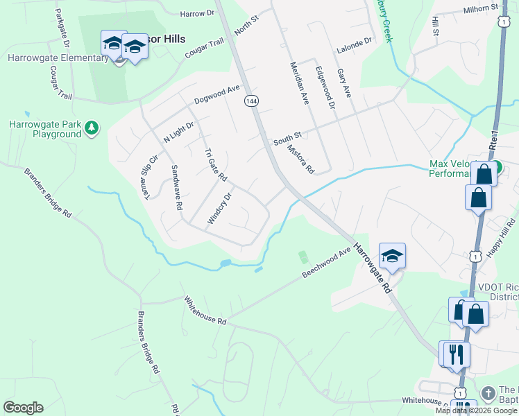 map of restaurants, bars, coffee shops, grocery stores, and more near 3800 Seamist Road in Chester